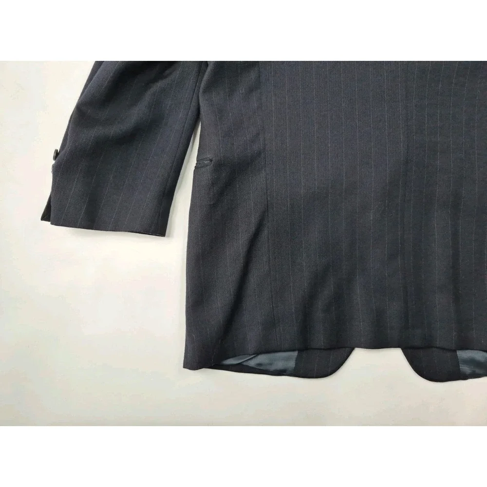 Joseph Abboud Mens Wool Sports Coat 42R Dark Navy USA 2 Button Pinstripe X601